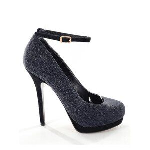 FENDI Glitter Ankle Strap Suede Platform Pumps
